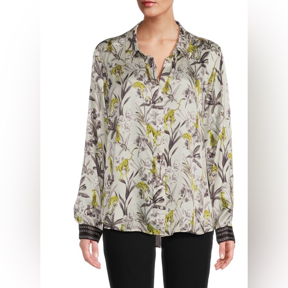 L’AGENCE Women’s Tyler Holly Floral Silk Shirt Mixed Motif Luxury Size XL - Picture 2 of 12